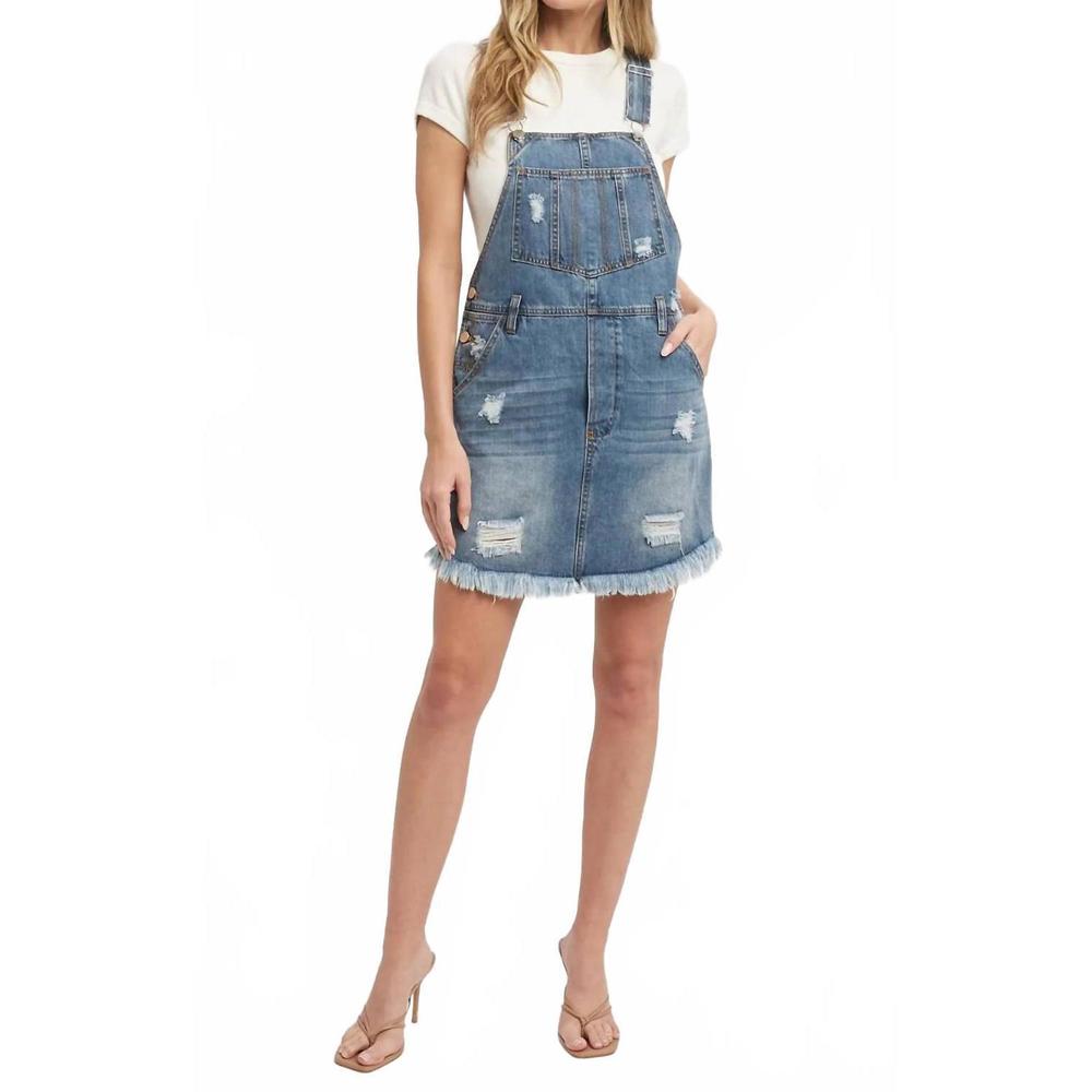 NEW BLUIVY faded overall dress in dirty wash
